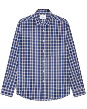 NN07 Brushed Check-Pattern Shirt - Blue