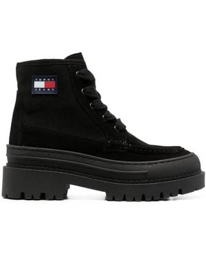 Tommy Hilfiger 40Mm Logo-Patch Lace-Up Boots - Black