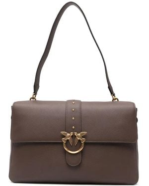 Pinko Love One レザーショルダーバッグ - ブラウン