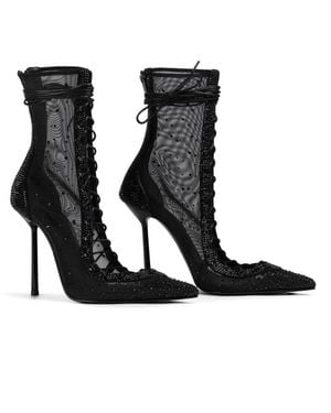 Le Silla Colette Embellished Lace-Up Boots - Black