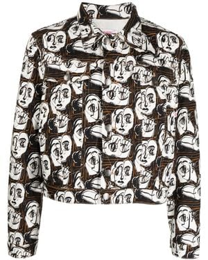 Charles Jeffrey Giacca Denim Art Con Stampa - Nero