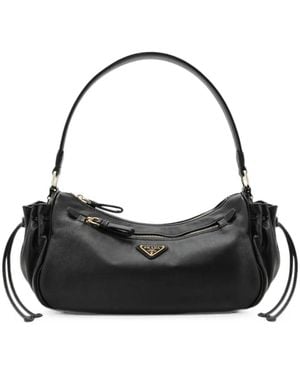 Prada Bolso De Hombro Con Placa Del Logo - Negro