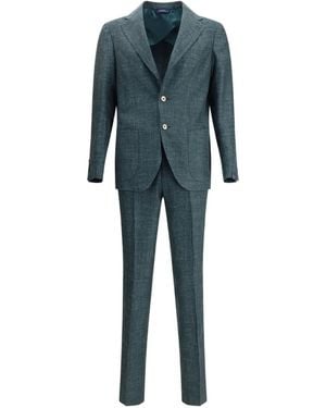 Gi Capri Textured Two-Button Suit - Blue