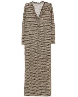 Siyu V-Neck Patterned Maxi Dress - Natural