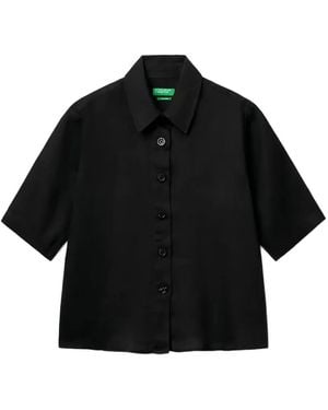Benetton Camisa Estilo Boxy De Manga Corta - Negro