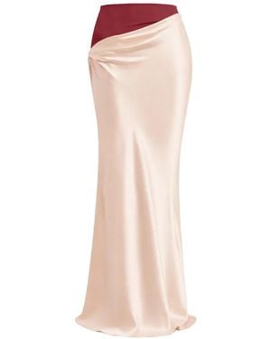 Patrizia Pepe Draped Satin Maxi Skirt - Pink