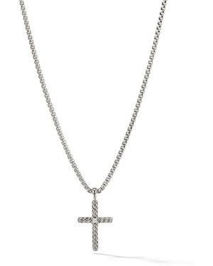 David Yurman Classic Cable Cross Diamond Necklace - Metallic