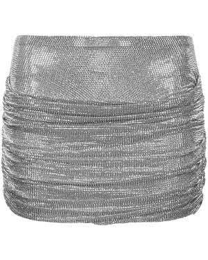 GIUSEPPE DI MORABITO Crystal-Embellished Ruched Mini Skirt - Gray