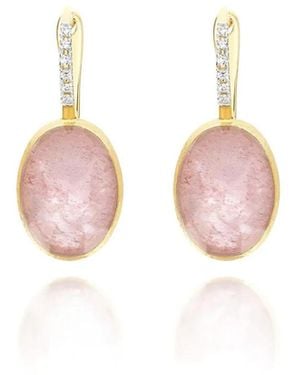 Nanis 18kt Rosolio Gelbgoldohrringe mit Diamant - Pink