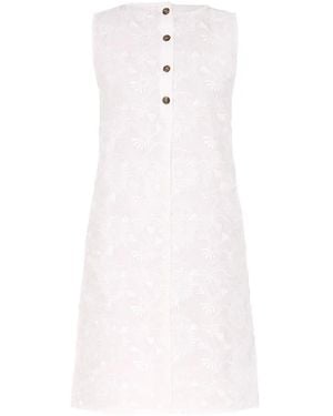 Marella Button Floral Midi Dress - White