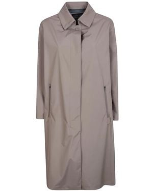 Herno Concealed-Fastening Pleated Coat - Gray