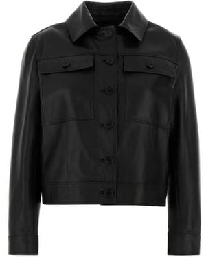 SANTORO Buttoned Leather Jacket - Black
