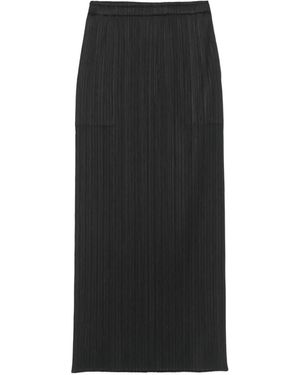 Pleats Please Issey Miyake Midi Plissé-Effect Skirt - Black
