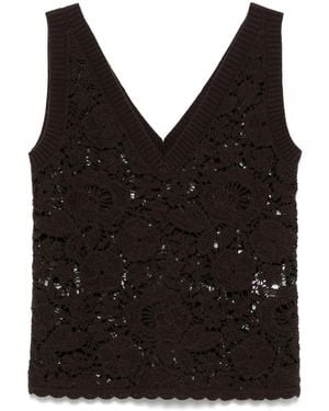 P.A.R.O.S.H. Open-Knit Top - Black