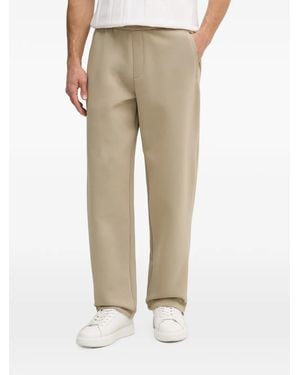 ARMANI EXCHANGE Logo-Plaque Straight-Leg Trousers - Natural