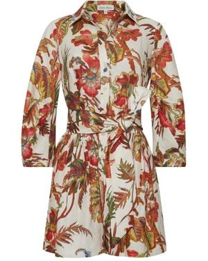 Cara Cara Raya Button Floral Sash Dress - Multicolour