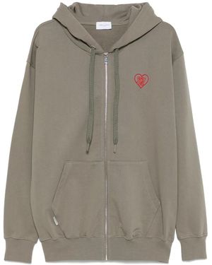 FAMILY FIRST Heart Zip-Up Hoodie - Grey