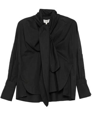 Psophia Pussy-Bow Long-Sleeve Blouse - Black