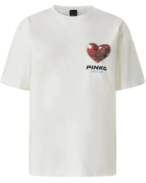 Pinko Heart-Print T-Shirt - White