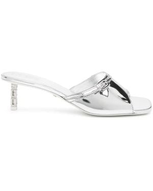 Gcds 60Mm Mirrored Leather Sandals - White