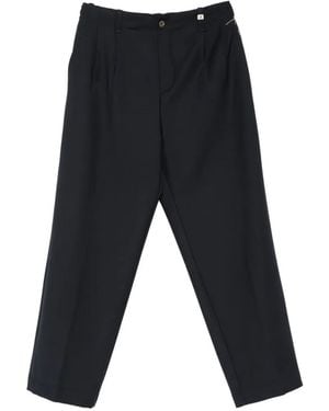 Myths Pleated-Front Wide-Leg Trousers - Blue