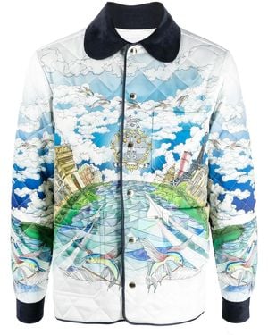 CASABLANCA Graphic-print Quilted Jacket - Men's - Cotton/polyester - Blue