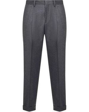 D4.0 Tiberio Pleat Turn-Up Trousers - Grey