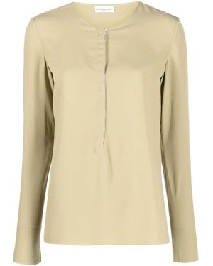 Veronique Leroy Round-Neck Long-Sleeve Blouse - Natural