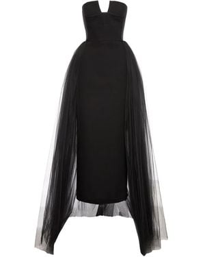 V:PM ATELIER Strapless Tulle Overlay Dress - Black