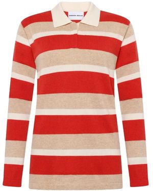 EMERSON RENALDI Striped Polo Top - Red