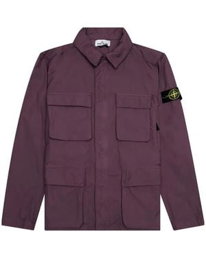 Stone Island Buttoned Flap-Pocket Jacket - Purple
