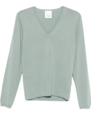 Allude ロングスリーブ Vネックセーター - グリーン