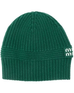 Miu Miu Gorro de canalé - Verde