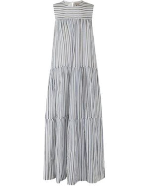 Semicouture Luigia Striped Tiered Maxi Dress - White