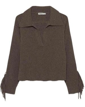 Jonathan Simkhai Fringe-Trimmed Ribbed-Knit Sweater - Brown