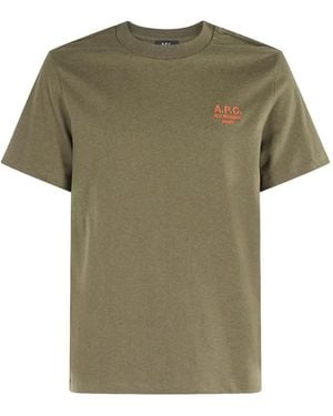 A.P.C. Logo-Embroidered T-Shirt - Green