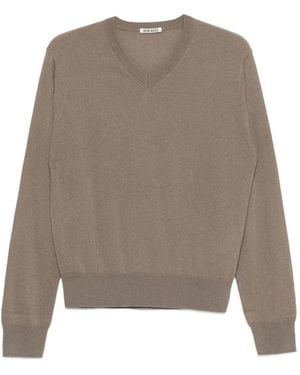 AURALEE V-Neck Jumper - Natural