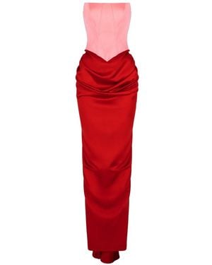 V:PM ATELIER Flavia Corset-Style Draped Maxi Dress - Red