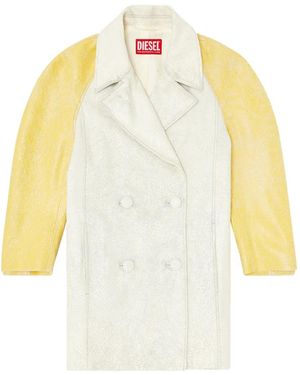 DIESEL Veste L-Upin En Cuir À Boutonnière Croisée Et Manches Cocon - White