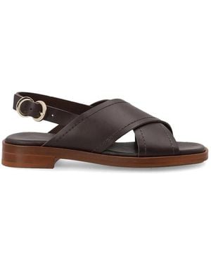 Frau Crossover-Strap Slingback Sandals - Brown