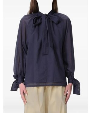 Tela Tie-Neck Pussy-Bow Blouse - Blue