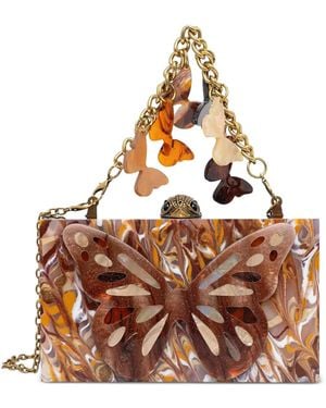 Kurt Geiger Butterfly-Embellished Marbled Clutch Bag - Brown