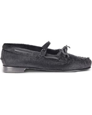 Hereu Lorea Calf-Hair Flat Court Shoes - Grey