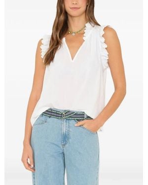 Xirena Bexie Ruffled V-Neck Top - Blue