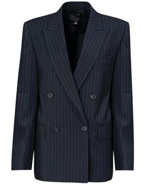 Nili Lotan Leston Pinstriped Double-Breasted Blazer - Blue