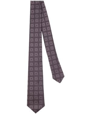 Kiton Cravate À Motif Géométrique - Purple