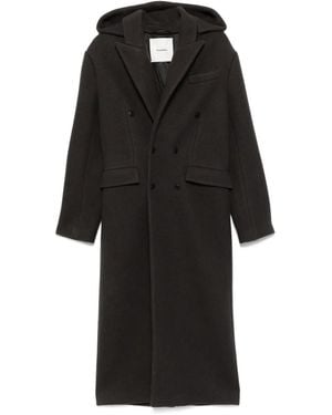 Nanushka Double-Breasted Hooded Coat - Black