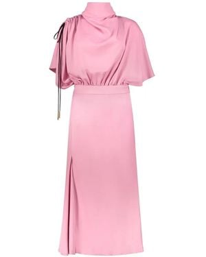 Ellery Vestido Midi Con Cuello Drapeado - Rosa