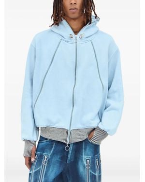 Charlie Constantinou Hybrid Zip-Panel Hooded Sweatshirt - Blue