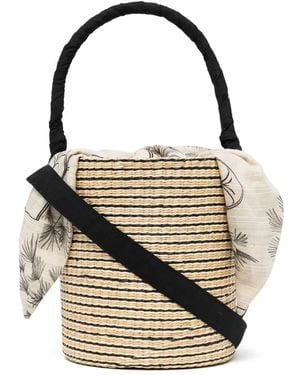 Sensi Studio Scarf-Detail Woven Tote - Brown
